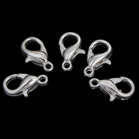 Sinc Alloy Ghliomaigh Clasp, dath airgid plated, luaidhe & caidmiam saor in aisce, 7x10x3.50mm, Poll:Thart 1mm, Thart 1000ríomhairí pearsanta/Mála, Díolta De réir Mála