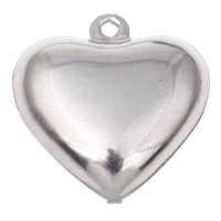 Rustfrit stål Heart Vedhæng, Stainless Steel, oprindelige farve, 25x26x8mm, Hole:Ca. 1mm, 200pc'er/Bag, Solgt af Bag