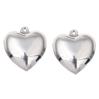 Acier inoxydable Coeur Pendentifs, couleur originale, 16x18x6mm, Trou:Environ 1mm, 200PC/sac, Vendu par sac