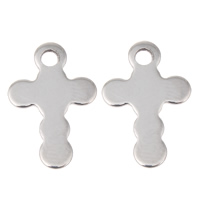 Roestvrij staal Cross Hangers, Oversteken, oorspronkelijke kleur, 11x16x1mm, Gat:Ca 1mm, 200pC's/Bag, Verkocht door Bag