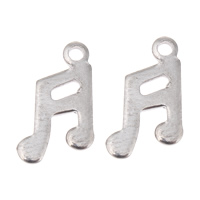 Rozsdamentes acél Ékszerek Medálok, Stainless Steel, Music Note, az eredeti szín, 7x13x1mm, 500PC-k/Bag, Által értékesített Bag