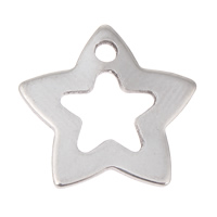 Rostfritt stål Smycken Hängen, ROSTFRITT STÅL, Star, ursprungliga färgen, 15x1mm, Hål:Ca 1mm, 500PC/Bag, Säljs av Bag