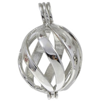 Bola boule pendentif, laiton, ovale, Placage de couleur platine, creux, sans plomb et cadmium, 20x30x20mm, Trou:Environ 3x4mm, Vendu par PC