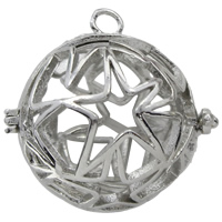 Bola boule pendentif, laiton, Rond, Placage de couleur platine, creux, sans plomb et cadmium, 24x24x22mm, Trou:Environ 2mm, 30PC/sac, Vendu par sac