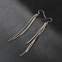 Fashion Fringe Boucles d'oreilles, laiton, Plaqué d'argent, sans plomb et cadmium, 75mm, Vendu par paire