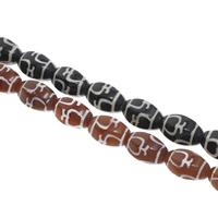 Tibetansk agat Bead, Oval, flere farver til valg, 12x18mm, Hole:Ca. 1.5mm, Ca. 25pc'er/Strand, Solgt Per Ca. 14.5 inch Strand