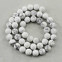 Natural White Turquoise Bead, Rund, olika storlek för val & frosted, Hål:Ca 1-2mm, Såld Per Ca 15.5 inch Strand