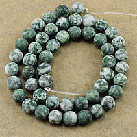 Natural Green Spot Stone Beads Round & frosted Approx 1-2mm Length Approx 15 Inch Sold By Lot