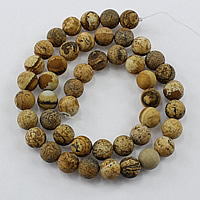 Perles en jaspe image, jaspe de photo, Rond, naturel, normes différentes pour le choix & givré, Trou:Environ 1-2mm, Longueur Environ 15.5 pouce, Vendu par lot