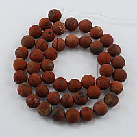 Red Jasper Perla, Krug, prirodan, različite veličine za izbor & mat, Rupa:Približno 1-2mm, Dužina Približno 15 inčni, Prodano By Lot