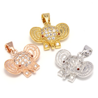 Cubic Zirconia Micro Pave Brass Pendant Elephant plated micro pave cubic zirconia & hollow lead & cadmium free Approx Sold By Bag