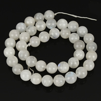 Moonstone Beads, Månesten, Runde, 10mm, Hole:Ca. 1mm, Ca. 40pc'er/Strand, Solgt Per Ca. 16 inch Strand