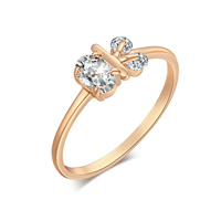 Gets® Finger Ring Brass real gold plated & with cubic zirconia & faceted nickel lead & cadmium free 9mm Sold By PC