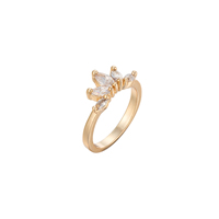 Gets® Ring Finger, Prás, Flower, óir fíor plated, méid éagsúla do rogha & le zirconia ciúbach & ilghnéitheach, nicil, luaidhe & caidmiam saor in aisce, 8mm, Díolta De réir PC