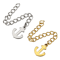 Rozsdamentes acél Extender Chain, Stainless Steel, Horgony, galvanizált, tengeri minta, több színt a választás, 9x12x1mm, 3x4mm, Hossz Kb 2 inch, 200Strands/Lot, Által értékesített Lot