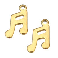 Rostfritt stål Extender Chain Drop, ROSTFRITT STÅL, Music Note, guldfärg pläterade, 7x12x1mm, Hål:Ca 1mm, 400PC/Lot, Säljs av Lot