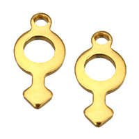 Roestvrij staal Extender keten Drop, Man Mark, gold plated, 6x12.50x1mm, Gat:Ca 1.5mm, 300pC's/Lot, Verkocht door Lot