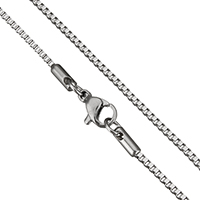 Nerez Náhrdelník Chain, box řetěz, Původní barva, 1.50mm, Délka Cca 19 inch, 10přediva/Lot, Prodáno By Lot