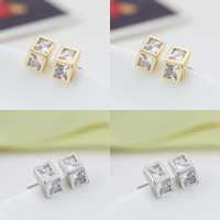 Zinc Alloy Øreringe, messing ørering indlæg, forgyldt, uden earnut & med cubic zirconia, flere farver til valg, nikkel, bly & cadmium fri, 15mm, Solgt af par