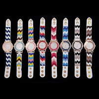 Pulsera de Reloj para Mujer, Pana, con dial de aleación de cinc & Vidrio & Perlas plásticas & Acrílico, acero inoxidable cierre de presión, chapado en color rosa dorada, ajustable & con diamantes de imitación, más colores para la opción, libre de níquel, plomo & cadmio, 40mm, 20mm, longitud aproximado 9.5 Inch, Vendido por UD