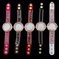 Montre bracelet de femmes, velours de coton, avec pierrecaillou & verre & strass & alliage de zinc, acier inoxydable fermoir pression, Placage, réglable, plus de couleurs à choisir, protéger l'environnement, sans nickel, plomb et cadmium, 40mm, 20mm, Longueur Environ 9.5 pouce, Vendu par PC