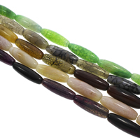 Crackle Agate Bead, Oval, flere farver til valg, 12x37mm-15x41mm, Hole:Ca. 2mm, Ca. 10pc'er/Strand, Solgt Per Ca. 15.5 inch Strand