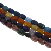 Pucketanje Agate Perla, Pravokut, više boja za izbor, 8x14mm-10x15mm, Rupa:Približno 1.5mm, Približno 25računala/Strand, Prodano Per Približno 15 inčni Strand