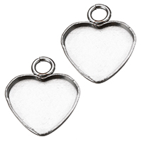 Rustfrit stål vedhæng indstilling, Stainless Steel, Heart, oprindelige farve, 12x15x1.50mm, Hole:Ca. 2mm, Indvendig diameter:Ca. 11x10mm, 1000pc'er/Lot, Solgt af Lot