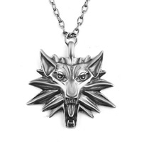 Zinklegering halskettingen, Zinc Alloy, met ijzeren ketting, Wolf, antiek zilver plated, ovale keten, lood en cadmium vrij, 46x6x2mm, Per verkocht Ca 15.7 inch Strand