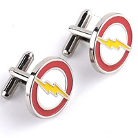 Cufflinks Zinc Alloy Flat Round platinum color plated enamel lead & cadmium free 20mm Sold By Pair