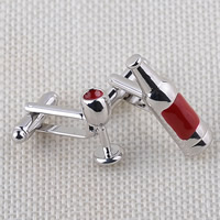 Zinc Alloy Asymmetric Cufflinks platinum color plated enamel lead & cadmium free  Sold By Pair