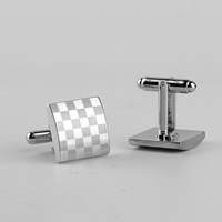 Manchetknopen, Zinc Alloy, Plein, platinum plated, glazuur, lood en cadmium vrij, 16x16mm, Verkocht door pair