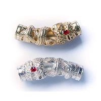 Coirníní Tube since Alloy, Sinc Alloy, Dragon, plátáilte, le rhinestone & log, dathanna níos mó le haghaidh rogha, nicil, luaidhe & caidmiam saor in aisce, 35x9mm, Poll:Thart 6mm, 50ríomhairí pearsanta/Lot, Díolta De réir Lot