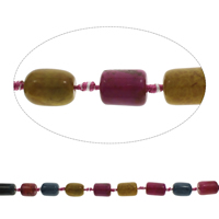 Crackle Agate Bead, Kolonne, blandede farver, 14x18mm-15x22mm, Hole:Ca. 1.5mm, Ca. 14pc'er/Strand, Solgt Per Ca. 14 inch Strand