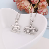 Zinc Alloy Puzzel vriendschap ketting, met ijzeren ketting, met 5cm extender keten, Brief, Word beste vriend, platinum plated, ovale keten, lood en cadmium vrij, 30x24mm, Lengte Ca 17.7 inch, Verkocht door pair