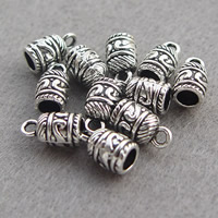 Cink ötvözet End Cap, antik ezüst színű bevonattal, 7.50x13.50mm, Lyuk:Kb 4.8mm, 2mm, 200PC-k/Lot, Által értékesített Lot