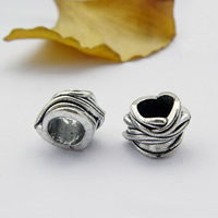 Zink Alloy stort hål pärla, Kolonn, antik silver pläterad, 10.50x14mm, Hål:Ca 8mm, 100PC/Lot, Säljs av Lot