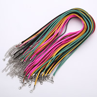 Κολιέ Fashion Cord, Velveteen Cord, κράμα ψευδαργύρου αστακό, με 2lnch επεκτατικού αλυσίδας, χρώμα επιπλατινωμένα, μικτά χρώματα, 3mm, Μήκος Περίπου 17.5 inch, 100Σκέλη/Παρτίδα, Sold Με Παρτίδα