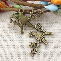 Pendentifs en alliage de zinc, branche, Plaqué de couleur de bronze antique, protéger l'environnement, sans nickel, plomb et cadmium, 26x18mm, Trou:Environ 2mm, 250PC/lot, Vendu par lot