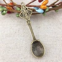 Cink ötvözet eszköz Medálok, Spoon, antik bronz színű bevonattal, nikkel, ólom és kadmium mentes, 16x62mm, Lyuk:Kb 2mm, 80PC-k/Lot, Által értékesített Lot