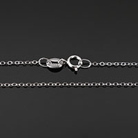 925 Sterling ezüst nyaklánc lánc, 925 Ezüst, különböző hosszúságú választás & ovális lánc, 1.50x1x0.20mm, 10Strands/Lot, Által értékesített Lot