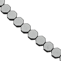 Nicht-magnetische Hämatit Perlen, Non- magnetische Hämatit, Achteck, 5.50x6x3mm, Bohrung:ca. 0.5mm, Länge ca. 16 ZollInch, 10SträngeStrang/Menge, ca. 68PCs/Strang, verkauft von Menge