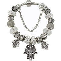 Hamsa Armbanden, Zinc Alloy, met messing ketting & strass klei pave & Kristal, antiek zilver plated, Islam sieraden & verschillende lengte voor keuze & gefacetteerde & met strass, nikkel, lood en cadmium vrij, Verkocht door Strand