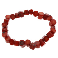 corail naturel bracelet, rouge, 7x8x6mm-8x9x7mm, Vendu par Environ 6 pouce brin