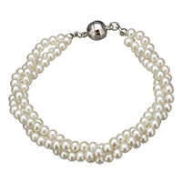 Glass Pearl Bracelet zinc alloy magnetic clasp platinum color plated  Length Approx 7.5 Inch Sold By Lot