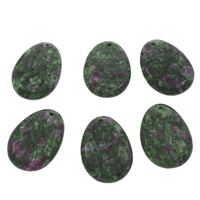 Ruby i Zoisite Pendel, Teardrop, grøn, Grade AAA, 24x34x7mm-26x36x8mm, Hole:Ca. 1.5mm, Solgt af PC