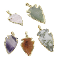 Gemstone Pendants Jewelry with brass bail gold color plated Grade AAA - Approx Sold By Bag