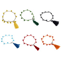 Bracciali di cristallo, with corda in nylon, ottone laccetto, sfaccettati, più colori per la scelta, 6x5mm, Venduto per Appross. 7 pollice filo