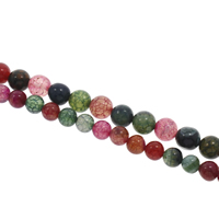 Tourmaline Couleur Agate goutte, Rond, Birthstone octobre & normes différentes pour le choix, couleurs mélangées, Trou:Environ 1mm, Longueur Environ 15 pouce, Vendu par sac