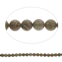 Unakite grânulos, Flores verdes, Roda, 10mm, Buraco:Aprox 1mm, comprimento Aprox 15 inchaltura, 5vertentespraia/Bag, Aprox 40PCs/Strand, vendido por Bag